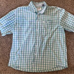 Wrangler George Straight Men's Blue Checkered Button Down Shirt